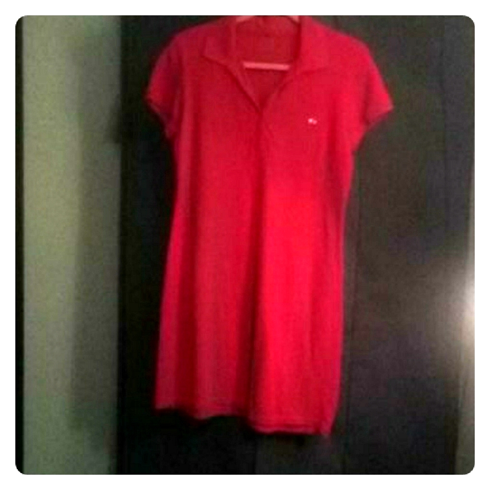 Red A-frame Polo shirt dress